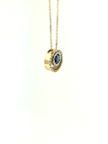Sapphire and Diamond Circles pendant with chain.