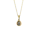 Diamond teardrop halo pendant with chain